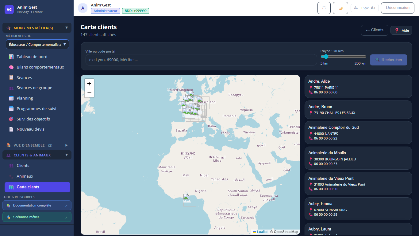 Capture 1 - Voir ses clients sur une carte