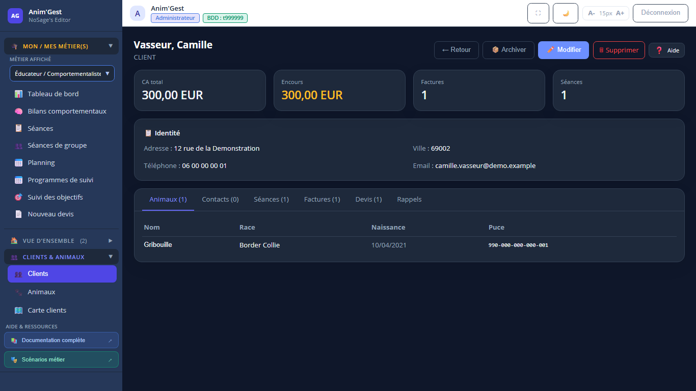 Capture 1 - Fiche client