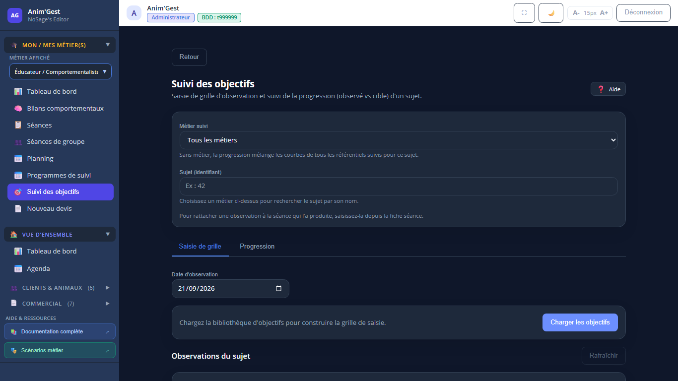Capture 1 - Suivi des objectifs
