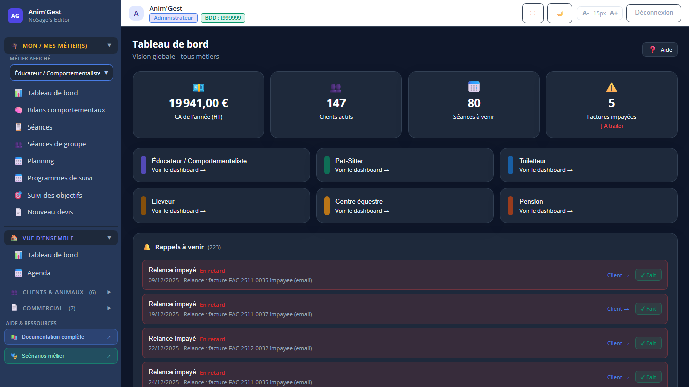Capture 2 - Tableau de bord